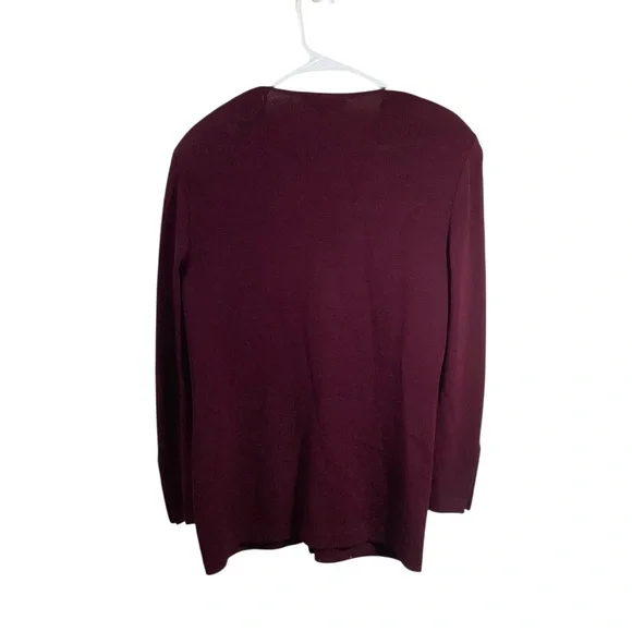 St. John Santana Knit Burgundy Sweater with Gold Accents - Picture 5 of 8
